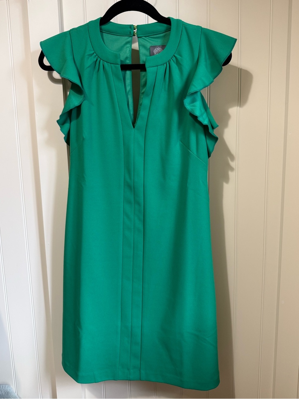 Vince Camuto Teal Green Ruffle Sleeve Shift Dress